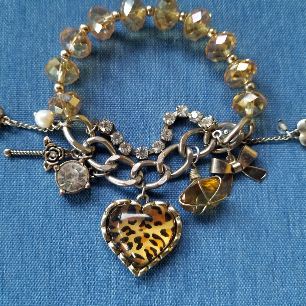 💛Betsey Leopard Cat Cheetah Animal Print Heart Charm Bracelet - EPC💛 - Picture 6 of 9